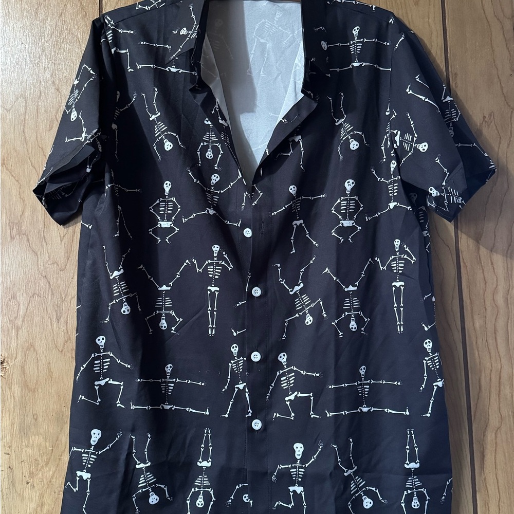 Artistic Black and White Casual Button Down Shirt